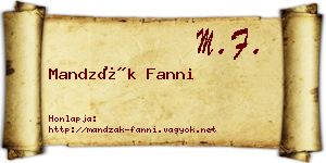 Mandzák Fanni névjegykártya